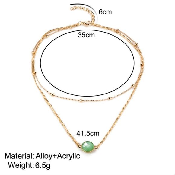 Natural Crystal 2 Layer Choker Necklace Gold - Picture 4 of 4